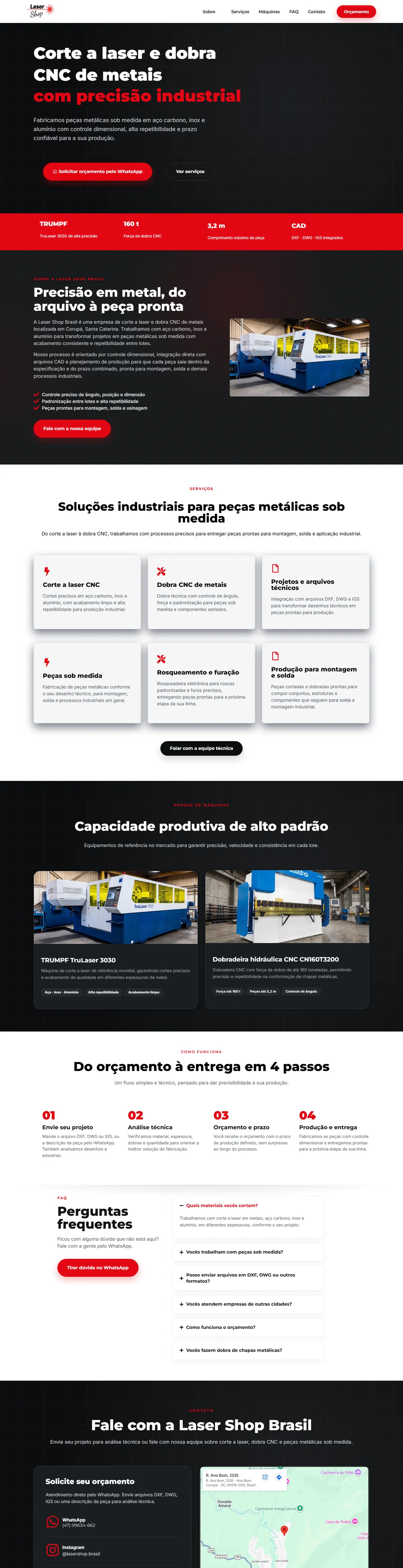 Página inicial do site Laser Shop Brasil, no computador