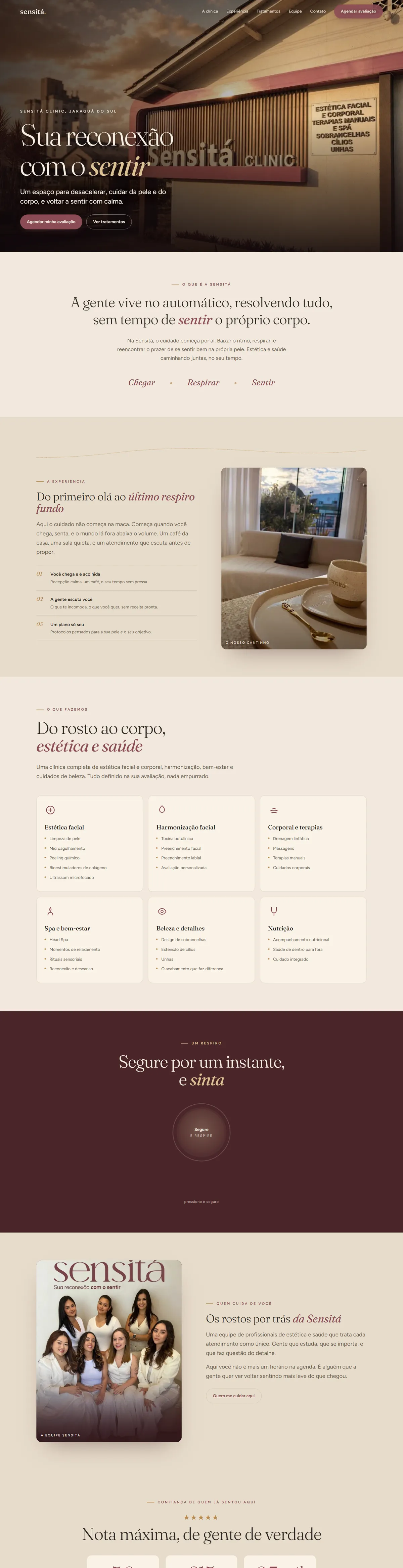 Página inicial do estudo conceitual Sensitá Clinic, no computador